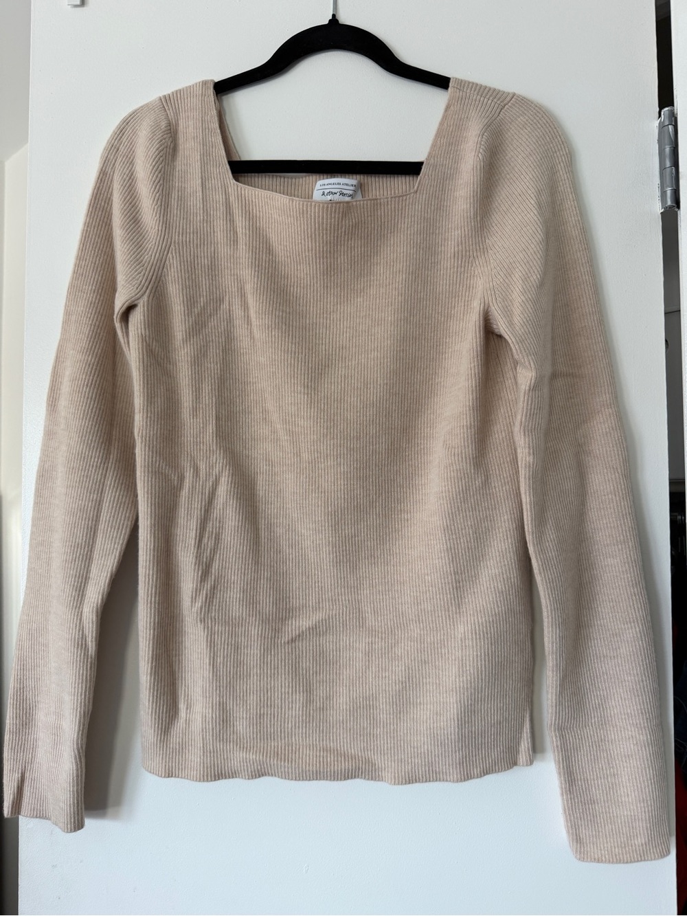 & Other Stories Sweater Cream Wool Blend Fitted Ribbed Knit Pullover L